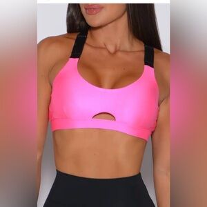 Bombshell Sportswear glow Pink Supportive Sports Bra size small